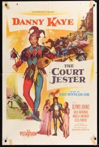 8e185 COURT JESTER 1sh '55 classic wacky Danny Kaye, Basil Rathbone!