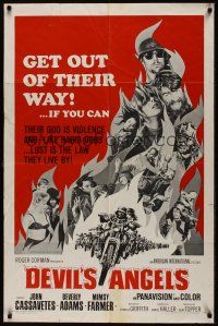 8e229 DEVIL'S ANGELS 1sh '67 Corman, Cassavetes, their god is violence, lust the law they live by!