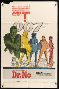 8e254 DR. NO yellow smoke 1sh '62 Sean Connery is extraordinary gentleman spy James Bond 007!