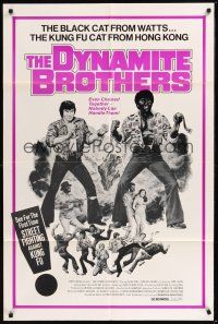 8e263 DYNAMITE BROTHERS 1sh '73 blaxploitation, Kung Fu Cat from Hong Kong & Black Cat from Watts!