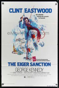 8e271 EIGER SANCTION 1sh '75 Clint Eastwood's lifeline was held by the assassin he hunted!