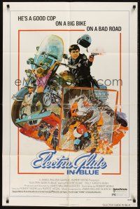 8e272 ELECTRA GLIDE IN BLUE style B 1sh '73 cool Blossom art of motorcycle cop Robert Blake!