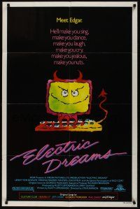 8e273 ELECTRIC DREAMS 1sh '84 Virginia Madsen, wacky art of smiling devil computer!