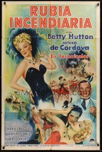 8e437 INCENDIARY BLONDE Spanish/U.S. style A 1sh '45 art of super sexy showgirl Betty Hutton as Guinan!
