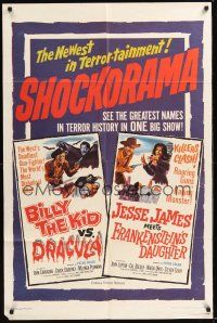 8e460 JESSE JAMES FRANKENSTEIN'S/BILLY KID VS DRACULA 1sh '65 western horror double-bill!