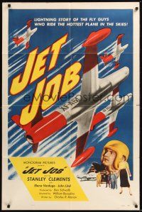 8e461 JET JOB 1sh '52 Stanley Clements, Elena Verdugo, cool art of fighter jets!