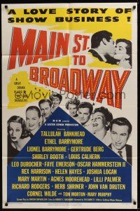 8e531 MAIN ST. TO BROADWAY 1sh '53 Tallulah Bankhead, Rex Harrison, Cornel Wilde & 7 more stars!