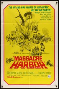 8e557 MASSACRE HARBOR revised 1sh '68 hit & run heroes from TV's Rat Patrol on big screen!