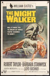 8e624 NIGHT WALKER 1sh '65 William Castle, Reynold Brown art of monster & sexy near-naked girl!