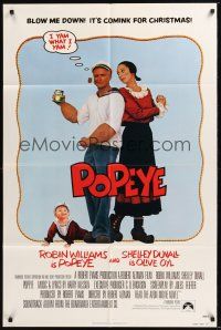 8e674 POPEYE teaser 1sh '80 Robin Williams & Shelley Duvall as E.C. Segar's characters!
