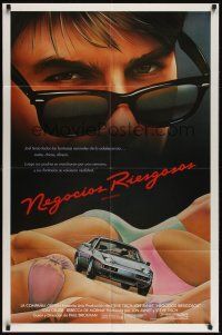 8e725 RISKY BUSINESS Spanish/U.S. 1sh '83 great different art of Tom Cruise, car driving on sexy girls!