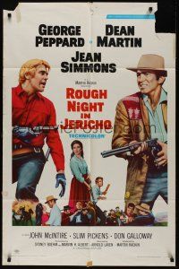 8e736 ROUGH NIGHT IN JERICHO style B 1sh '67 Dean Martin & George Peppard with guns drawn!