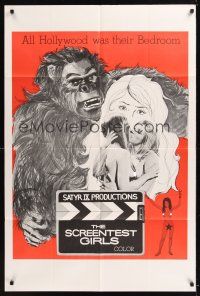 8e758 SCREENTEST GIRLS 1sh '69 Zoltan G. Spencer directed, wild art of gorilla & girls!