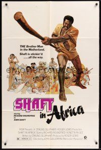 8e768 SHAFT IN AFRICA 1sh '73 art of Richard Roundtree stickin' it all the way in the Motherland!
