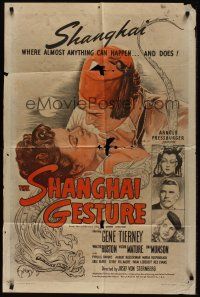 8e771 SHANGHAI GESTURE 1sh R46 Josef von Sternberg, art of Gene Tierney & Victor Mature!