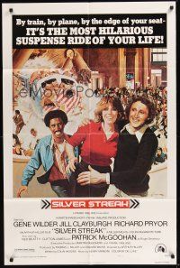 8e783 SILVER STREAK style A 1sh '76 art of Gene Wilder, Richard Pryor & Jill Clayburgh by Gross!