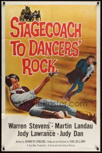 8e816 STAGECOACH TO DANCERS' ROCK 1sh '62 artwork of cowboys Martin Landau & Warren Stevens!