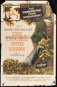 8e923 TROUBLE WITH HARRY 1sh '55 Alfred Hitchcock, Edmund Gwenn, John Forsythe & Shirley MacLaine!