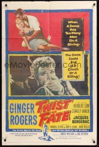 8e932 TWIST OF FATE 1sh '54 sexy dame Ginger Rogers has too many men on a string!