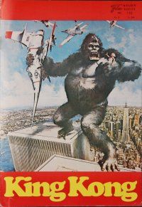 8g489 KING KONG Austrian program '76 John Berkey art of BIG Ape on the Twin Towers + more!
