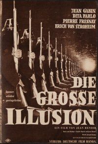 8g262 GRAND ILLUSION German program '48 Jean Renoir classic, Erich von Stroheim, different image!