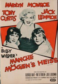 8g390 SOME LIKE IT HOT German program '59 sexy Marilyn Monroe, Curtis & Lemmon + Hirschfeld art!