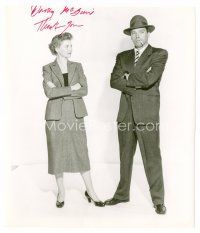8h052 DOROTHY MCGUIRE signed 8x9.5 REPRO still '80s standing full-length with Burt Lancaster!