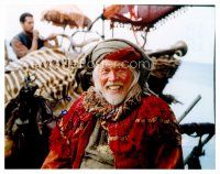 8h061 JAMES COBURN signed color 8x10 REPRO still '01 close up in costume smiling really big!