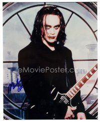 8h077 MARK DACASCOS signed color 8x10 REPRO still '00s close up in costume as The Crow with guitar!