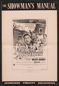 8h261 FRANCIS IN THE HAUNTED HOUSE pressbook '56 art of Mickey Rooney w/Francis the talking mule!