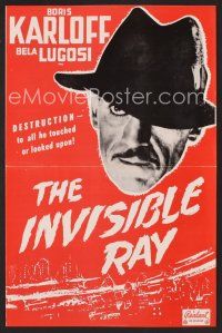 8h276 INVISIBLE RAY pressbook R48 Boris Karloff & Bela Lugosi in Universal horror/sci-fi!