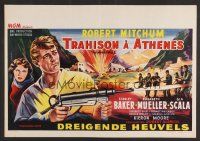 8j564 ANGRY HILLS Belgian '59 Robert Aldrich, cool artwork of Robert Mitchum with big machine gun!