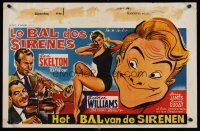 8j568 BATHING BEAUTY Belgian R1960s wacky art of Red Skelton & sexy smiling Esther Williams!