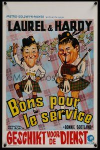 8j573 BONNIE SCOTLAND Belgian R70s wacky artwork of Stan Laurel & Oliver Hardy in kilts!