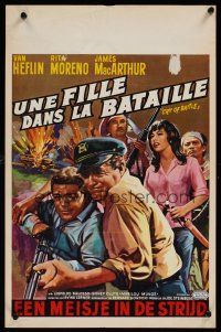 8j588 CRY OF BATTLE Belgian '63 different artwork of Van Heflin, Rita Moreno & James MacArthur!