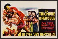 8j635 HERCULES VS. THE GIANT WARRIORS Belgian '64 artwork of Hercules fighting, Marilu Tolo!