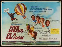 8j259 FIVE WEEKS IN A BALLOON British quad '62 Jules Verne, Red Buttons, Fabian, Barbara Eden!