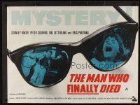 8j281 MAN WHO FINALLY DIED British quad '63 Cushing & Stanley Baker in mystery of the century!