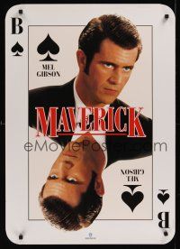 8j391 MAVERICK video Danish '94 cool image of Mel Gibson on playing card, gambling!