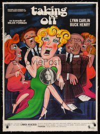 8j423 TAKING OFF old linen Danish '72 Milos Forman's first American movie, wacky art by Bacha!