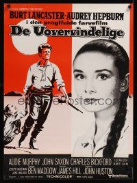 8j428 UNFORGIVEN Danish R70s Burt Lancaster, Audrey Hepburn, directed by John Huston!