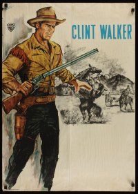 8j078 CLINT WALKER German '60s western stock, cool Goetze artwork of Walker with rifle!