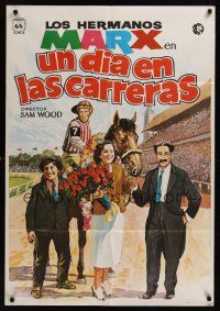 8j104 DAY AT THE RACES Spanish poster R74 Marx Brothers, Groucho, Chico & Harpo, horse racing!