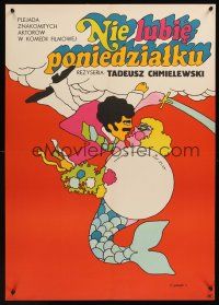 8j461 NIE LUBIE PONIEDZIALKU Polish 23x33 '71 Tadeusz Chmielewski, Zbikowski art of mermaid!