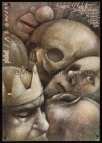 8j466 PLAKAT SADOWSKI commercial Polish 23x33 '89 Wiktor Sadowski art of skull & men!