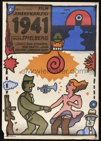 8j487 1941 Polish 27x38 '83 Steven Spielberg, John Belushi as Wild Bill, art by Mlodozeniec!