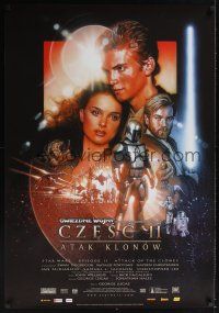 8j489 ATTACK OF THE CLONES Polish 27x38 '02 Star Wars Episode II, Christensen & Natalie Portman!