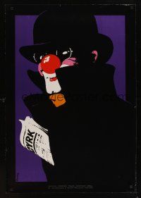 8j498 CYRK Polish commercial poster 27x38 '75 wacky Waldemar Swierzy art of clown!