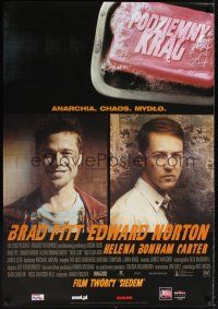 8j507 FIGHT CLUB Polish 27x38 '99 great portraits of Edward Norton and Brad Pitt, bar of soap!