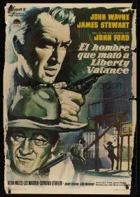 8j128 MAN WHO SHOT LIBERTY VALANCE Spanish '62 John Wayne & James Stewart 1st time together!